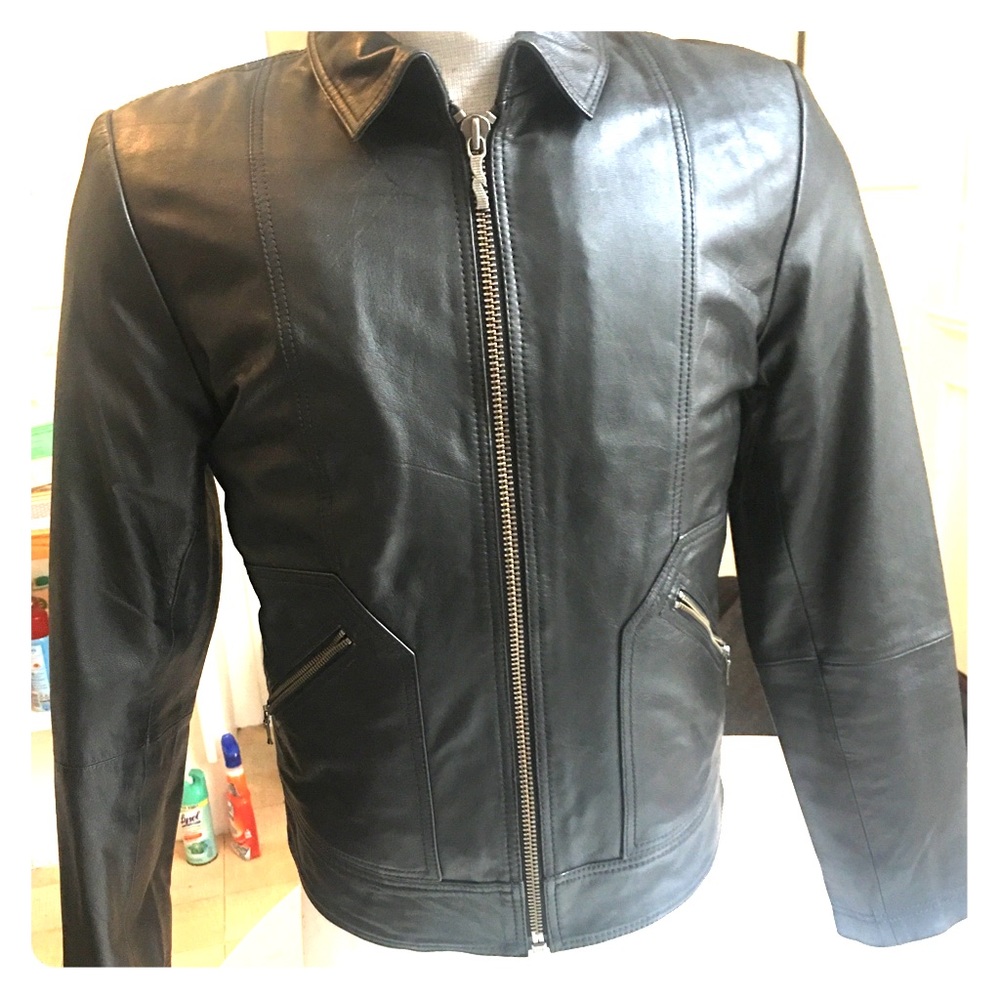 Nudie brown leather jacket sz Med
